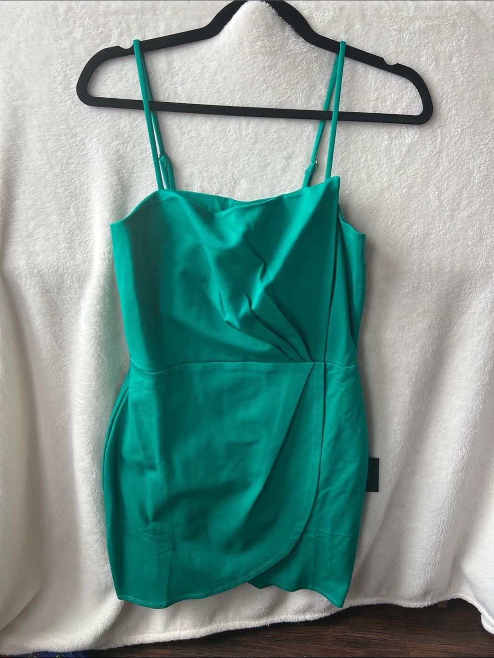 Sleeveless emerald Green Draped Mini Dress NWT